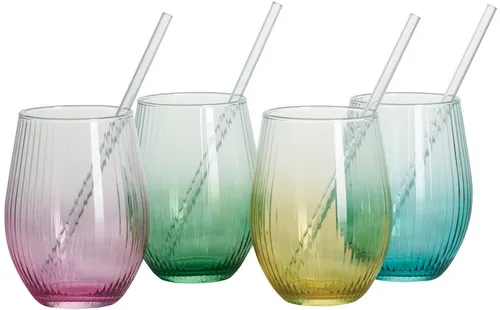 Ritzenhoff & Breker Gläser-Set Spritz, 8-teiliges Longdrinkglas-Set mit Trinkhalmen