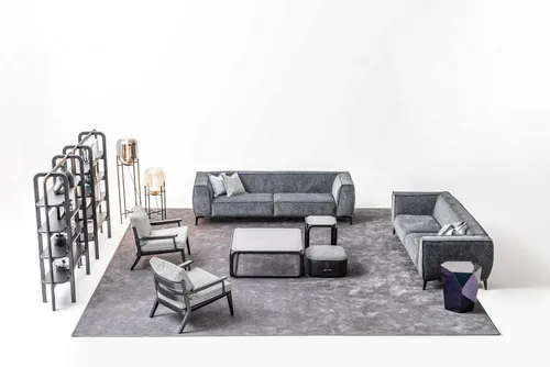 Luxus Sofagarnitur 431 - 4-teiliges XXL Sofa Set in Grau - Moderne Wohnzimmergarnitur mit 4 Teilen, inklusive Kissen. Bietet Platz für mehr als 6 Personen, ideal für gesellige Abende. Hochwertige Polsterung und elegantes Design.