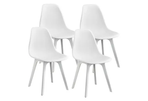 4x Design Stühle Weiß in weiß von en.casa