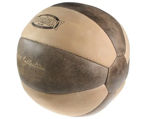 Bad Company I Retro Medizinball 2 Kg I Vollball aus Leder I Braun