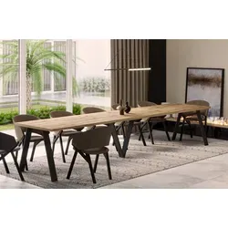ENDO-Möbel XXL Ausziehbarer Esstisch Lungo 130-405cm (Eiche Evoke) - Braun - Der ausziehbare Esstisch Lungo bietet Platz für bis zu 12 Personen und besticht durch robustes Design und hochwertige Materialien. Ideal für gesellige Abende und große Familien. Erweiterungsplatten ermöglichen flexible Anpassungen.