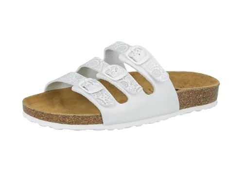 Lico Pantolette Bioline Flower - Weiß, Größe 42 EU - Modische Pantoletten aus hochwertigem Synthetik mit Lederinnensohle und Gummisohle für optimalen Komfort, ideal für warme Tage.