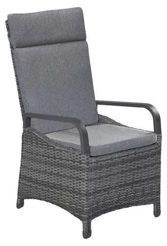 Positionsstuhl Trenton Anthrazit – Verstellbarer Gartenstuhl - Verstellbarer Gartenstuhl aus hochwertigem Aluminium und Polyrattan, ideal für Innen- und Außenbereich. Bietet hohen Komfort mit einer Sitzhöhe von 47,5 cm und ist bis 110 kg belastbar.