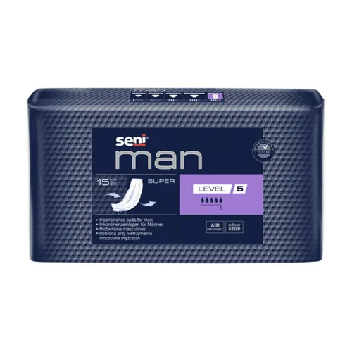 seni® Man Super Level 5 - Höchster Schutz für Männer - Inkontinenzhosen & Slips mit maximaler Absorption und anatomischem Design für Männer mit Harninkontinenz. Atmungsaktiv und hautfreundlich für höchsten Komfort.