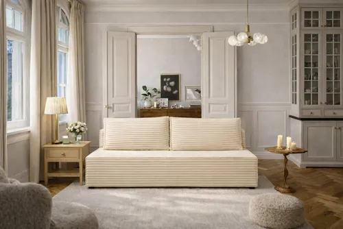Kaiser Möbel DUO Schlafsofa mit Bettkasten – Modernes Cordstoff-Sofa