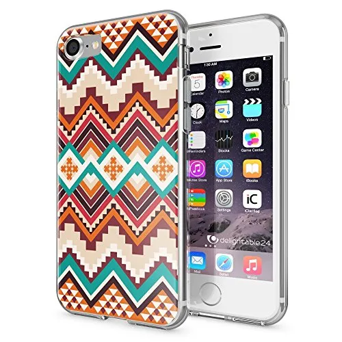 NALIA Handyhülle kompatibel mit iPhone 7, Slim Silikon Motiv Handy-Case Crystal Schutz-Hülle Dünn Durchsichtig, Etui Handy-Tasche Schale Back-Cover Transparent Bumper, Designs:Indian Pattern
