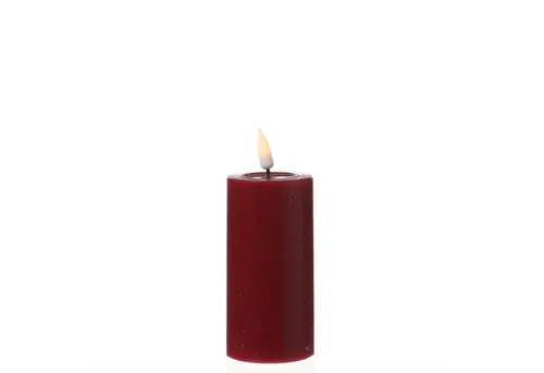 Deluxe Homeart LED-Kerze Mia Echtwachs Wachsspiegel flackernd H: 10cm D: 5cm bordeauxrot (1-tlg)