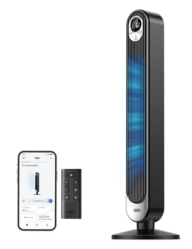 Dreo Smart 20dB Turmventilator - Leiser Ventilator mit 9m Windentfernung, Fernbedienung und Sprachsteuerung für optimalen Komfort – ideal für Schlafzimmer und Büro.