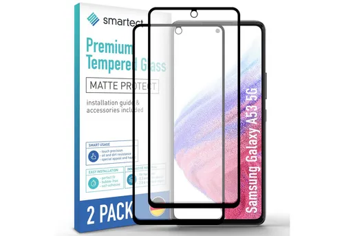 smartect Displayschutzglas Schutzglas Panzerfolie Full Screen Matt für Galaxy A53 5G, Set, 2 Stück, Schutzfolie Glasschutz Bildschirm