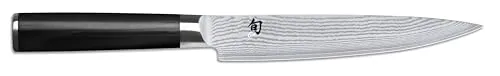 KAI Shun Classic japanisches Fleischmesser 18 cm - Messer asiatischer Art, geschmiedet aus 32 Lagen Damaszenerstahl mit VG-MAX Kern für unübertroffene Schärfe. Ergonomischer Pakkaholzgriff für perfekte Kontrolle beim Tranchieren.