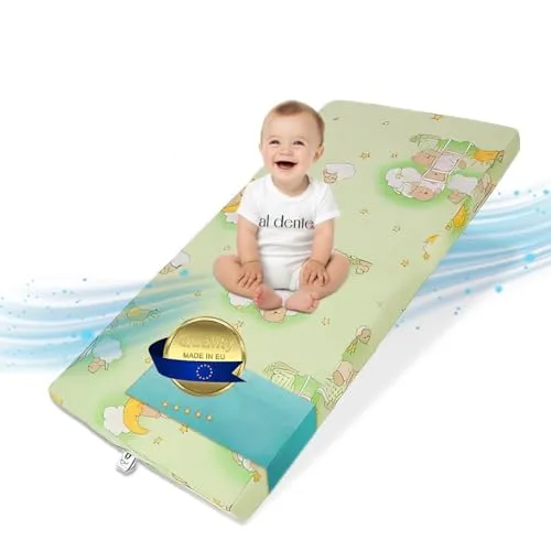 Best For Kids - Klappbare Kindermatratze 60x120 für Kinder - Kindermatratze 60x120 aus schadstofffreiem Schaumstoff, ideal für gesunden Schlaf und Allergiker. Pflegeleicht mit waschbarem Mikrofaserbezug und faltbar für Reisen.