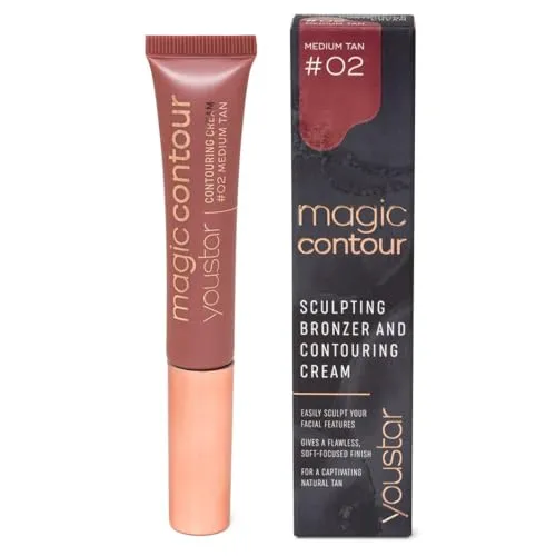 youstar MAGIC CONTOUR Contouring Cream - 02 Medium Tan | Perfekt definierte Konturen, Cremige Textur für ein makelloses Finish, Mit Kissenaplikator für ein leichtes Auftragen