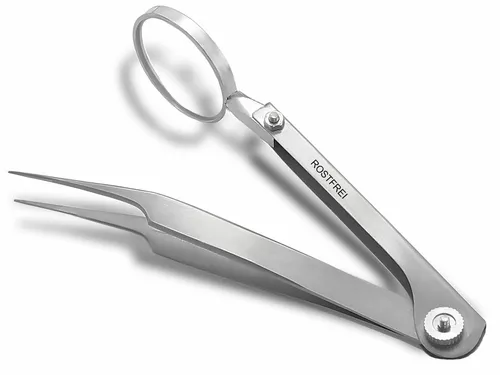 Spitze Zeckenzange mit Lupe Zecken-Pinzette Zeckenhaken Hunde Katzen Haustiere