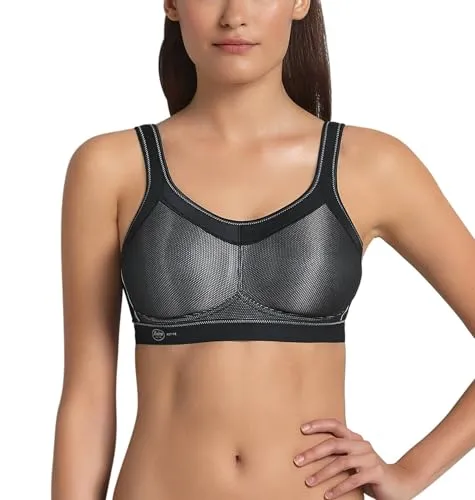 Anita Active Damen Bügelloser BH 5529, Schwarz (Schwarz 001), 90G - Funktionsunterwäsche, bügelloser Sport-BH für optimalen Halt und höchsten Tragekomfort bei sportlichen Aktivitäten.