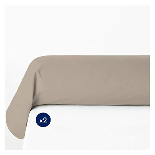 Home Linge Passion Kopfkissenbezüge für Nackenrolle, Baumwolle, beige, 85x185 cm, 2