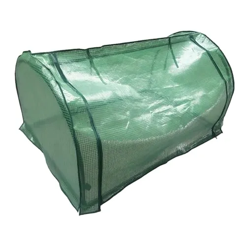 S&Garden Mini-Gewächshaus, Tunnel für Blumenbeet, 120 x 80 x 58 cm, Grün, Kunststoffrahmen, Reißverschluss