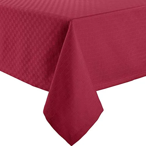 Erwin Müller Tischdecke, Tischwäsche Jacquard Karo, Paderborn Rubin Größe 130x170 cm - fleckabweisend, schmutzunempfindlich und leicht zu reinigen (weitere Farben, Größen)