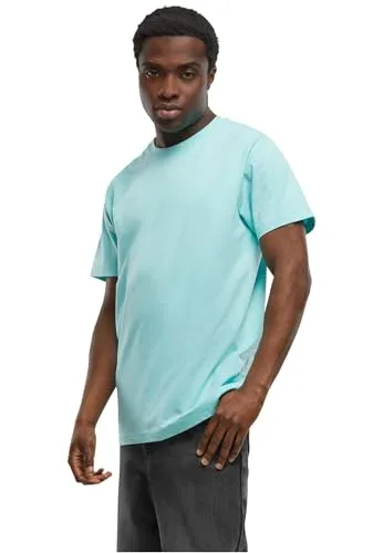 Build Your Brand Herren T-Shirt Round Neck, Männer Basic T-Shirt mit Rundhalsausschnit, Regular Fit, Baumwolle, Berylblue, S