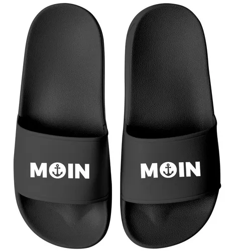 MoonWorks Badeschlappen Moin Aufdruck Anker Logo Badelatschen Unisex Herren Badesandale
