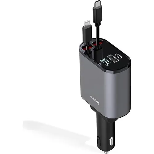 AutoSky 4-in-1 Retractable Fast Charger For Cars: 100W Car USB-C (and)amp, iPhone Cable USB-C/A (62598282)