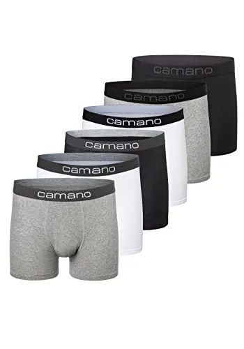 Camano Herren Boxershorts 6er Pack - Herren-Boxershorts im 6er-Pack, aus hautfreundlichem Baumwollstretch für maximale Bewegungsfreiheit und hohen Tragekomfort. Atmungsaktiv mit elastischem Gummibund, der nicht einschneidet.