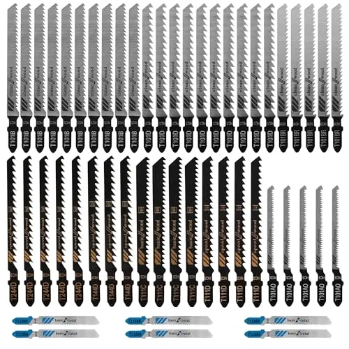 Professional 52 Piece StichsäGebläTter Holz,10 Modelle SäBelsäGebläTter Set,StichsäGebläTter Metall mit Kunststoffbox,SäGebläTter StichsäGe,Geeignet zum Schneiden von Metall, Holz und Kunststoff