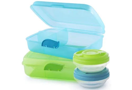 Centi Lunchbox Lunchbox mit Fächern und Schraubdeckeldose, Kunststoff, (4er-Set)