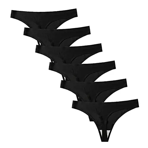 Calosy Dessous Frauen 6 Pack Nahtlose Tangas Unterwäsche EIS Seide Comfy G-String Höschen (Stil 7, l)