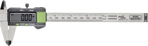 Burg-Wächter Messschieber PRECISE PS 7215, digital, 150mm - Elektrische Messgeräte mit großem LCD-Display und Nullpunkt-Einstellung. Ideal für präzise Innen-, Außen- und Tiefenmessungen. Inkl. Batterie und Etui.