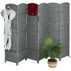 Paravent Raumteiler Sichtschutzwand faltbar grau – 6 Paneele Raumtrenner - Moderner Paravent aus Papier und Holz, ideal für alle Zimmer. Faltbar und platzsparend, sorgt er für stilvolle Raumtrennung und Privatsphäre.