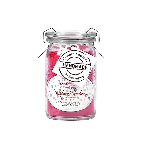 Candle Factory Baby Jumbo Duftkerze aus pflanzlichem Stearin im hitzebeständigen Glas der Marke Weck®, bis zu 24h Brennzeit, Duft: Weihnachtszauber