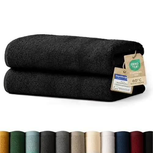 Blumtal Badetücher Premium Frottier Handtücher Set 2 teilig 100% Baumwolle, Baumwolle (2X (70x140 cm), 2-St), Oeko-TEX zertifiziertes Badetuch - saugstarkes Frottiertücher Set