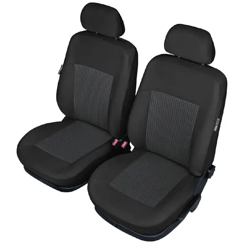 HP Autozubehör 22200 Sitzschoner Polyester Schwarz - Sitzbezüge für Fahrersitz und Beifahrersitz, passend für fast alle Fahrzeuge, einfach zu montieren dank Klettverschlüssen, ideal für aktive Kopfstützen.