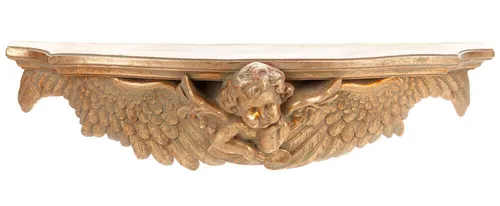 Wandkonsole Antik Engelkonsole Gold Wandregal Barock Wandablage Badregal Amor