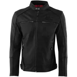 Rusty Stitches Chase Motorrad Lederjacke schwarz Größe S für Männer - Motorradjacke aus weichem Rindsleder mit festem Innenfutter und integrierten Protektoren für optimalen Schutz und Komfort.
