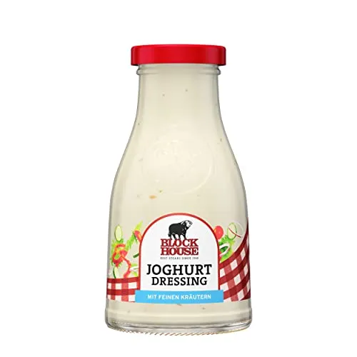Block Foods Block House Salatdressing Joghurt - 240ml Glas - Joghurtvinaigrette, cremig und kalorienarm, perfekt für frische Salate und leichte Küche.