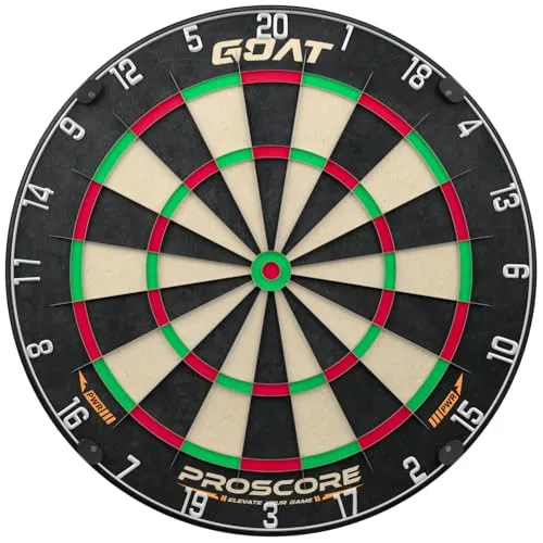 GOAT – Proscore PWR Professionelles Dartboard, brasilianisches Sisal, selbstheilend, minimale Abpraller, Spiderweb-Technologie, Edelstahl-Bullseye