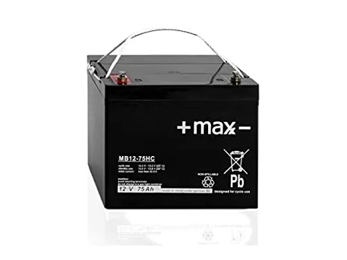 Akku CPC75-12LW 12V 75Ah AGM Blei Batterie - Hochleistungs-Akkus für zyklische Anwendungen, wiederaufladbar und ideal für Solaranlagen oder Elektrofahrzeuge. Maße: 260mm x 170mm x 202mm.