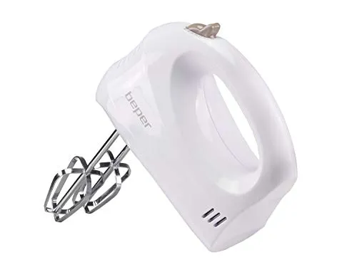 BEPER BP.304 Elektrischer Handmixer und Rührgerät, 150 W, 70 Dezibel, ABS/verchromter Stahl, 5 Geschwindigkeitsstufen, Taubenweiß