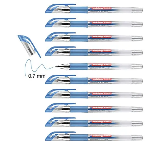 edding 2185 Gelroller - blau - 10 Stifte - 0,7 mm - Gelstifte zum Schreiben, Malen, Mandala, Bulletjournal - Gelschreiber, Gelmalstifte