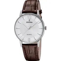 Festina Herrenuhr F20690/2 - Elegante Armbanduhr mit Lederarmband - Chronographen mit klassischem Design, gefertigt aus Edelstahl und ausgestattet mit einem bequemen braunen Lederarmband für perfekten Tragekomfort.