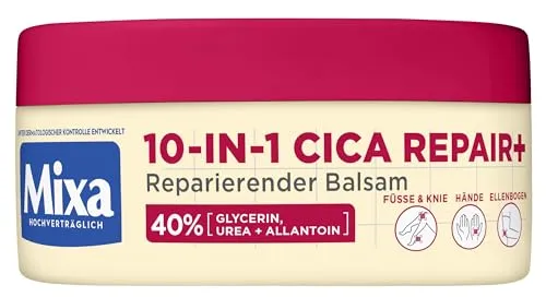 Mixa Urea Balsam 10 in 1 , 150ml - Pflegende Fußpflegecreme mit 40% Glycerin und Urea, ideal für sehr trockene Haut an Ellenbogen, Knie, Füßen & Händen – für glattere, geschmeidige Haut und langanhaltende Feuchtigkeit.