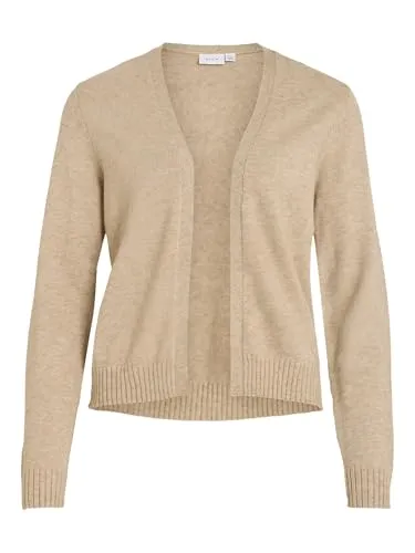 Vila Damen Viril Short L/S Knit Cardigan - Strickjacke in Natural Melange - Leichte und weiche Strickjacke mit gerippten Säumen, perfekt für lässige Looks in der Übergangszeit.