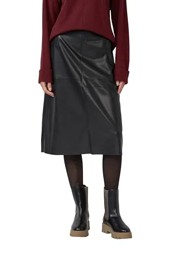 Stylischer Midi Rock aus Lederimitat in schwarz von s.Oliver