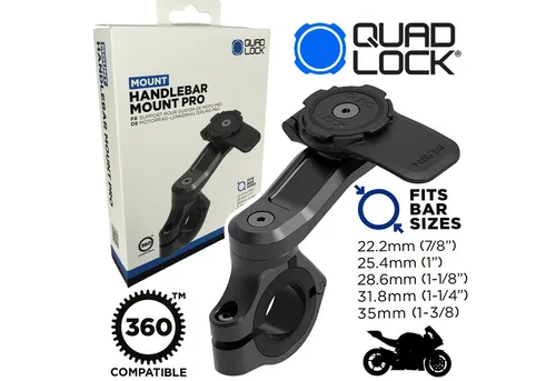 Quad Lock Handy-Halterung QUAD LOCK Motorrad Lenkerhalterung PRO für Handy Smartphone schwarz