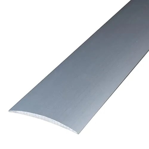 PROVISTON | Übergangsprofil | Breite:50 mm | Höhe:5 mm | Länge:1000 mm | Metallprofil | Bodenprofil | Ausgleichsprofil | Aluminium eloxiert | Silber | Selbstklebend | 1 Stück