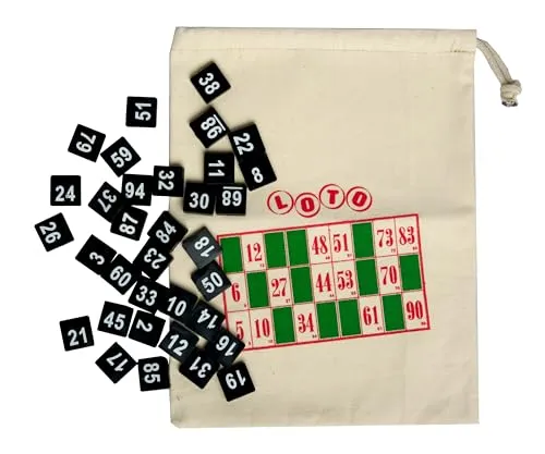 Nummerierte Zahlensteine mit Beutel zum Zuziehen, 1-100, Bingo