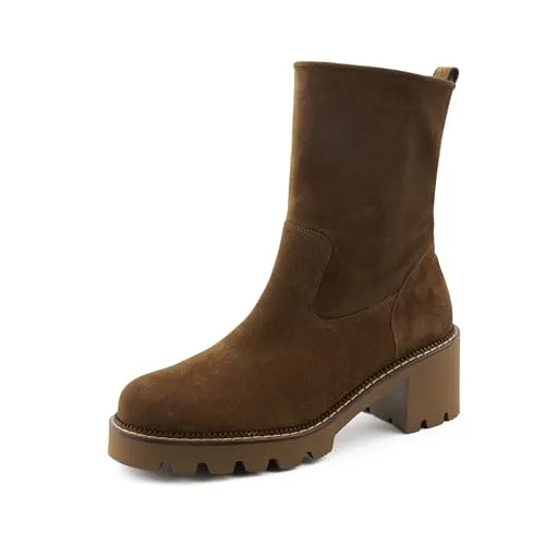 Paul Green Damen Stiefelette - Klassische Kurzstiefel in Mittelbraun (Toffee), leicht und komfortabel mit 4 cm Blockabsatz