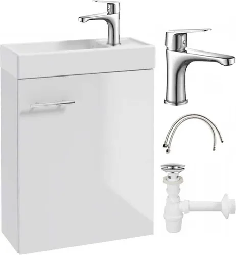 DomoDomo Bad Unterschrank Waschbecken Weiß – 50 x 70 cm, modernes Badezimmer Set