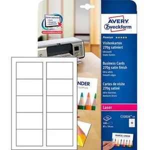 Avery Zweckform C32026-10 Visitenkarten 85x54 weiß